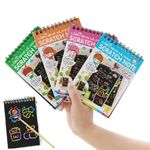 4pc Magical Scratch Book for Kids - Return Gifts Birthday Party for Kids - Best Birthday Return Gifts for Kids in Bulk - Magic Drawing Set Painting Activity Book Doodle Books - Scratch Note Book (4)