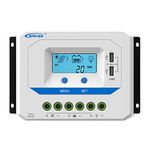 EPEVER 30A Solar Charge Controller 12V/24V Auto Working PWM Solar Panel Charge Regulator with LCD Display and Powerful Dual USB Output