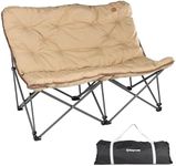 KingCamp Double Camping Chair 2 Seater Sofa with High Back Padded Camp Chairs for Adults Comfy Portable Deluxe Heavy Duty Folding Chair Beach Garden Festival Fishing 272kg Khaki