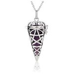 JOVIVI Amethyst Reiki Healing Crystal Locket Pendant Necklace Purple Gemstone Hexagonal Pointed Necklace Pendulum Dowsing Divination Jewellery for Women