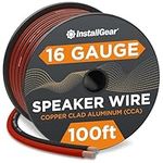 InstallGear 16 Gauge Wire AWG Speaker Wires - True Spec and Soft Touch Cable - 100 ft Red/Black - Car Stereos, Home Theater, Radio, Surround Sound - 16 Gauge Speaker Wire - Easy Installation