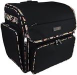 Everything Mary Deluxe Collapsible Rolling Craft Bag, Black & Floral - Scrapbook Tote Bag with Wheels for Scrapbooking & Art - Travel Organizer Storage, Black Floral, Modern