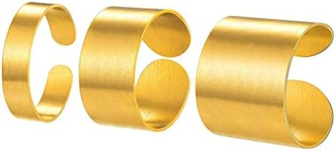 PROSTEEL Gold Cuff Rings Set 18K Plated Stainless Steel Statement Flat Wide Band Ring Boho Women Adjustable Men Jewelry