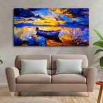 VIBECRAFTS Boat Sunset over Ocean Premium Canvas Wall Painting With Frame for Living Room Drawing Room Home|Office|Gift (PTVCH_2227)