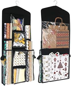 SumDirect Black Double Sided Hanging Gift Wrap Organizer, Wrapping Paper Gift Bag Storage