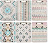 Paper Junkie 6 Pack Clipboards with Low Profile Clip and Hook, Letter Size Paper Storage, 6 Bohemian Style Designs (9x12 in)