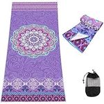 EXERCISE Large Yoga Towel74 L x 27.5" W Rubber Grip Dots Bottom Non Slip Yoga Mat Towel for Hot Yoga Pilates and Workout