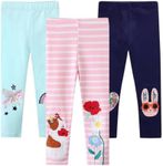 EmaoFun Girls Leggings,Full Length Cotton Tights Pants,Pack of 3(3-7 Years)(Apple,7T)