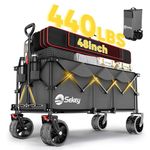 Sekey Collapsible Foldable Extended Wagon with 440lbs Weight Capacity, Heavy Duty Folding Utility Garden Cart with Big All-Terrain Beach Wheels & Drink Holders.Grey