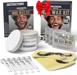 Viking Revolution Nose Hair Waxing Kit for Men - Quick Nose Wax Kit Men with 24 Nose Wax Sticks - Nose Hair Wax Kit Includes Mustache Sticker Guard and Post-Wax Calming Wipes with Aloe Vera (3.5 oz)