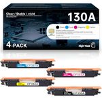 130A Toner Cartridges 4 Pack High Yield Replacement for HP 130A Toner CF350A CF351A CF352A CF353A Color Pro MFP M177fw M176n M275 M175nw M175a CP1025nw Printer Ink (Black, Cyan, Magenta, Yellow)