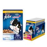 Purina Felix with Chicken in Jelly | Wet Food for Kittens | Complete and Balanced Cat Food, Pack of 12 Pouches (12 x 85 g)