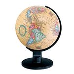 World Globe - Antique Desktop 6" Spinning Globe for Kids and Geography Lovers - Vintage Shading with Plastic Base