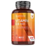 Vitamin D3 2000 IU - 400 Tablets (Over A Year Supply) Natural Vitamin D Tablets, Vitamin D Contributes to Normal Immune System & Blood Calcium Levels (EFSA), Vegetarian - Easy to Take Micro Tablets