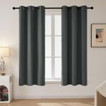 Deconovo Blackout Room Darkening Thermal Insulated Curtains, Energy Efficient & Noise Reducing Grommet Window Drapes for Bedroom, Living Room, Nuresrey, Kids Room, 42x45 Inch, 2 Panels, Dark Grey