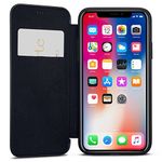 CASEZA iPhone XR Flip Case Black Dublin PU Leather Case - Premium Vegan Leather Wallet Book Folio Cover for the Original iPhone XR / 10R (6.1 inch) - Ultra Thin with Magnetic Closure