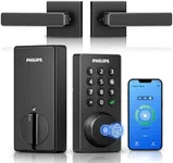 Philips WiFi Deadbolt Smart Lock with Handle, APP/Voice/Fingerprint/Passcode/Key Unlock, Smart Locks for Front Door with Handle Set, Backlit Keypad Deadbolt, Keyless Entry, Remote Control, Auto-Lock