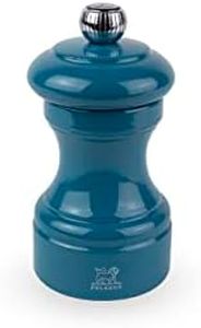 PEUGEOT - Moulin à Poivre Bistro 10 cm - Réglage Classique - En Bois Labellisé PEFC - Fabrication Française - Coloris Laqué Bleu Pacifique