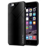 cadorabo Case compatible with Apple iPhone 6 PLUS / 6S PLUS - Stripe optics in OPAL BLACK - Protective cover made of TPU silicone and back made of tempered glass