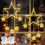 2 Pack 168 LEDs Christmas Star Lights,Quntis Christmas Hanging Star Decorations Window Light Battery Operated with 8 Modes&Timer, Christmas Star Window light for Bedroom,Window Diwali Party Xmas Decor