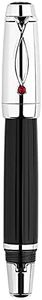 Lanxivi X1 Retractable Fountain Pen Black Resin, Iridium Extra Nib with 5 Black Ink Cartridges