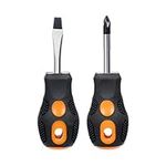 Invero Set of 2 Handy Short Compact Screwdriver Set - Ideal for General Use and Confined Spaces