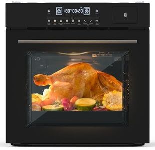 MERXENG 24" Single Wall Oven, 2.5 Cu.ft Built-in Timer-Convection Electric Wall Oven with 8 Baking Modes, 3000W, 240V, Stainless Steel, 3D Surround Heating, Timer, Touch Control, Safety Lock, Black