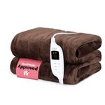 LIVIVO Electric Heated Blanket, 160x130cm – Ultra Soft Fleece Electric Over Blanket Throw with 9 Heat Settings, Timer, Auto Shut-Off – Energy Efficient & Machine Washable - Chocolate Brown