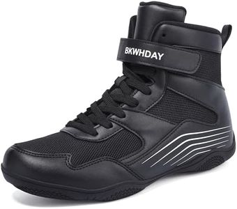 BKWHDAY Kids Wrestling Shoes Youth Boys Girls Boxing Shoes Lightweight Breathable Non Slip for Fitness Powerlifting Black