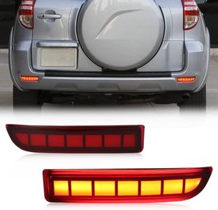 PGTOPONE Full LED Rear Bumper Reflectors Fog Brake Tail Light Lamps Compatible with Toyota Rav4 2006-2012/Scion xD 2008-2014 Turn Signal Feature Accessories (Red), PGTYRAV4RB0814001