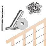 Steel DN Mate 30 Pack T316 Marine Grade Stainless Steel 30 Degree Angle Beveled Protector Sleeves, Wood Post Protector Sleeve for 1/8" Deck Cable Railing kit with a Drill Bit, DIY Balustrade DT03