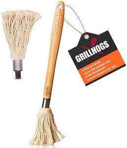 GrillHogs Basting Mop with Replacement Head 18 inch Handle with Machine Washable Heads