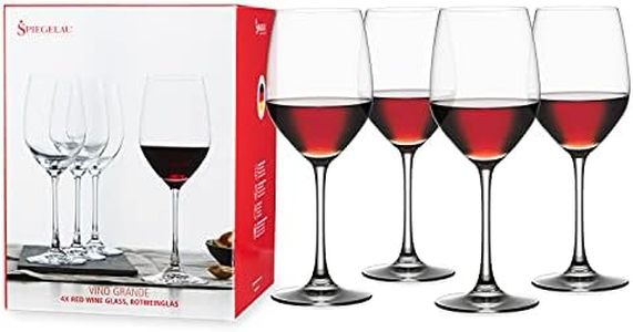 Spiegelau Vino Grande Red Wine Glasses, Set of 4, European-Made Lead-Free Crystal, Classic Stemmed, Dishwasher Safe, Professional Quality Red Wine Glass Gift Set, 15 oz