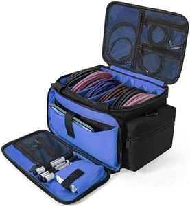 AKOZLIN Cable File Bag DJ Gig Bag Cord Organizer Case with Detachable Dividers for Laptop,DJ Gear, Sound Instrument and Music Equipment Accessories 13"×8.3"×8.3" Black Blue