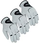 Apical Premium Leather Golf Glove Stable Grip Mens Golf Gloves Durable Value Pack (Pack of 3) Genuine Cabretta Leather Golf Gloves Men Left Hand (Regular Sizes) (Medium/Large, Left Handed)