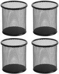 SAYEEC Pen Holder for Desk Wire Mesh Pencil Cup Holder Black Metal Makeup Brush Holder Desktop Stationery Supplies Organizer Art Supply Storage Box Caddy for Office School Home (4 Pack)