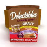 Hartz Delectables Gravy Non-Seafood Lickable Wet Cat Treats, Chicken Flauvor Variety, 24 Pack