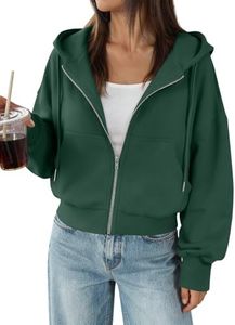 Trendy Queen Zip Up Hoodies For Women Cropped Sweatshirts 2026 Fall Outfits