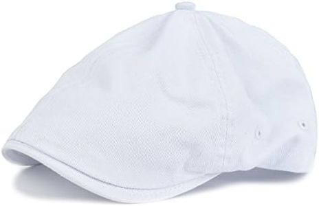 VOBOOM Cotton Washing Flat Cap Cabbie Hat Gatsby Ivy Irish Hunting Newsboy (White)