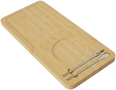 Ninebendstreams Small Bamboo Serving Tray with a Fork and Spoon Premium 12.8”x5.9” Rectangular Bamboo Tray for Breakfast，Coffee Table，Kitchen, Fruit ，Ottoman and Party，（Natural Light Bamboo）