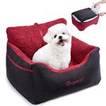BurgeonNest Dog Car Seat for Small Dogs, Soft Booster Carseat, Oxford Fabric, Detachable and Washable, with Storage Pockets, Black, Under 25 lbs (SA5)
