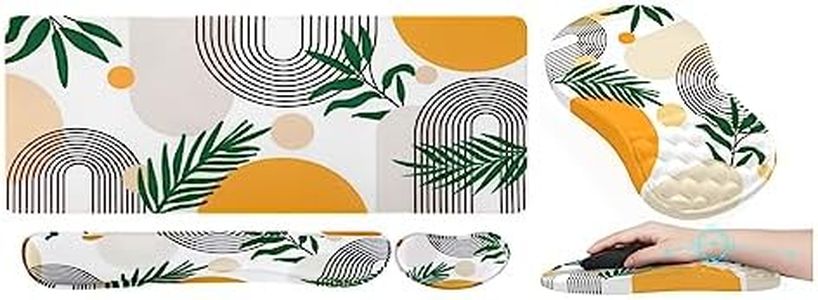 iCasso 4in1 Large Gaming Mouse Pad Wrist Support Set, Desk Mat, XXL Mousepad + Keyboard Wrist Rest+Mouse Wrist Rest Set with Ergonomic Design for Home Office Table Computer