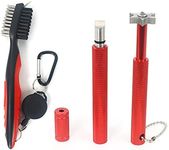 VIPMOON Golf Club Cleaner Tool Set, Retractable Golf Club Brush and 2 Groove Sharpener Tool for U & V-Grooves, Portable Golf Club Cleaning Kit for All Golf Irons for Man (Red)