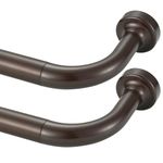 Lwiiom 2 Pack Wrap Around Curtain Rod for Windows 28 to 150 Inch,Internal Splicing 1 Inch Diameter Disc Curtain Rod,Adjustable Room Darkening Curtain Rod with Aluminum Finials and Brackets,Dark Bronze