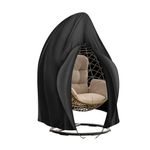 SIRUITON Patio Hanging Egg Chair Cover, Outdoor Single seat Cocoon Swing Egg Chair Cover Waterproof with Zipper, 420D Heavy Duty Fabric for egg chair ，Ø120x205cm, Black