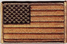 USA AMERICAN FLAG, DESERT TAN, Military,Biker,Shoulder/Iron On Embroidered Patch