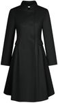 GRACE KARIN Black Trench Coat Women 2024 Winter Peacoat Double Breasted Pea Coat Black XL