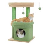 PAWZ Road Cactus Cat Tree, Cat Tower with Natural Sisal-Covered Scratching Posts, Cozy Cat Condo and Cat Perch for Small Cats Indoor, Green