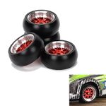 RCAWD RC Wheel Rims Tires for 1/28 Wltoys Kyosho Mini-Z, Mini-Q, Mini-D, K969 K989 P929 Drift Rally Upgrades 4pcs/set(Red)