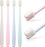 4 Pieces Extra Soft Toothbrushes for Sensitive Gums 20000 Soft Bristle Toothbrush Micro Nano Manual Toothbrush for Fragile Gums Elderly Adult Kids Braces (Blue, Green, Pink, Beige)